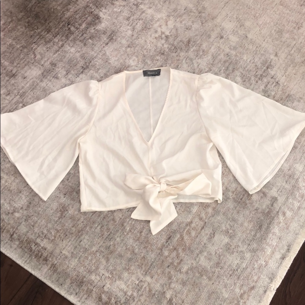 Crop top, ivory blouse